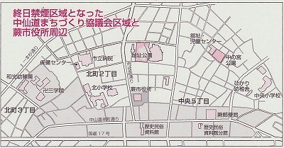 図：路上喫煙禁止区域（旧中仙道周辺）