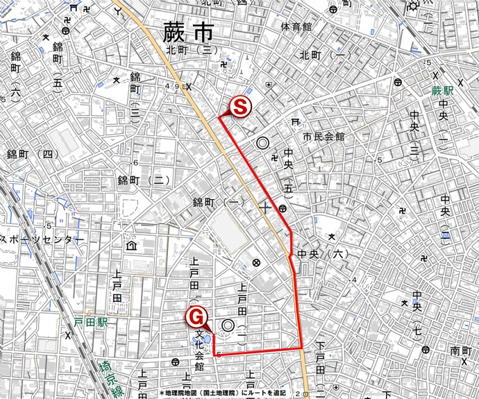 蕨市・戸田市ルート詳細図