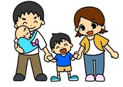 両親と子どもが手をつないでいるイラスト