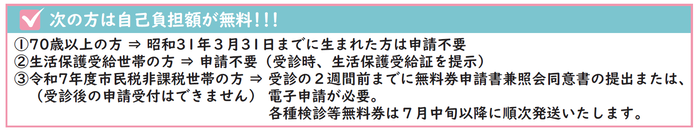 自己負担額無料の方・無料券申請前のご確認