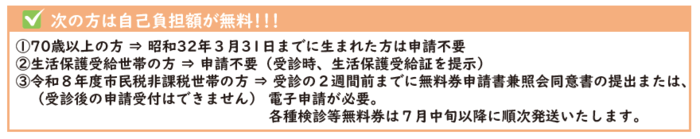 次の方は自己負担が無料です