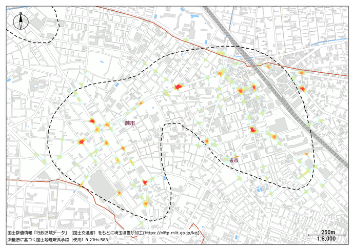 画像2：自転車事故多発地域路線分析