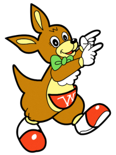 右を指さすワラビー君