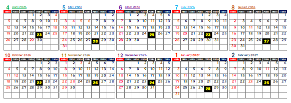 生活オリエンテーションの実施日がわかるカレンダー