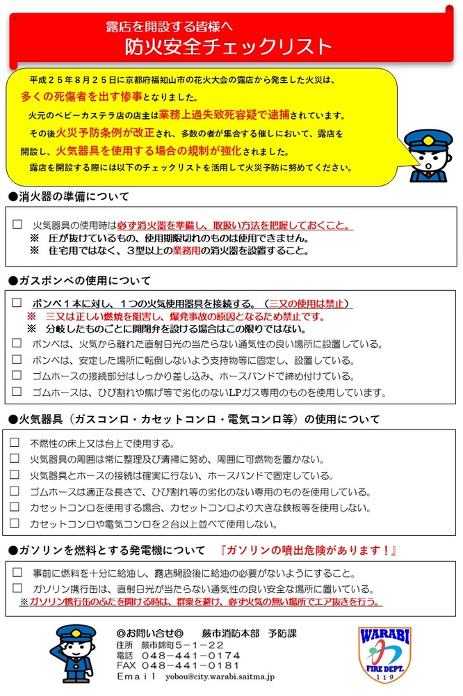 防火安全チェックリスト